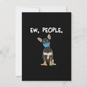 black chihuahua ew people dog wearing face mask thank you card