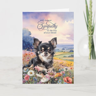 Black Chihuahua Field of Wildflowers Pet Sympathy Card