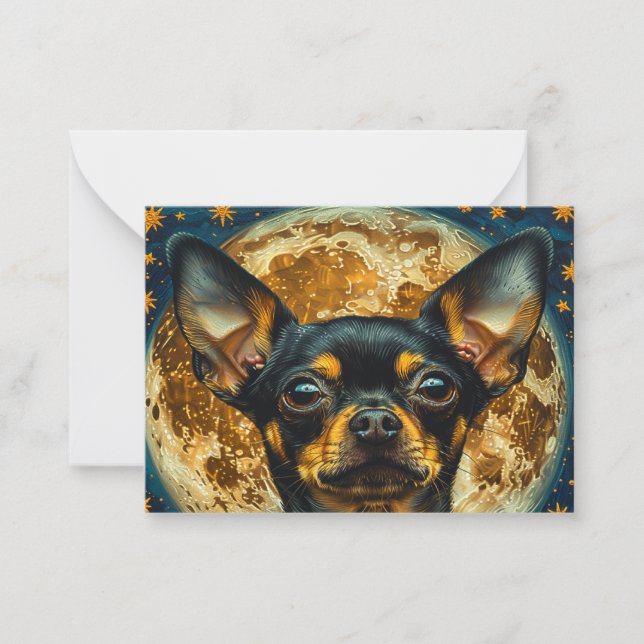 Black Chihuahua Puppy Dog Notecard (Front)