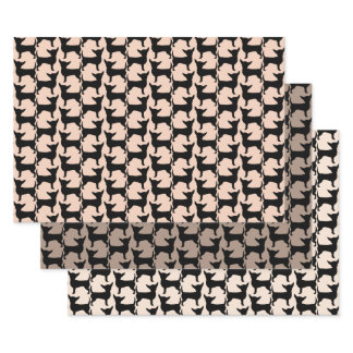 Black Chihuahua Silhouette Tiled Pattern Wrapping Paper Sheets