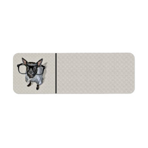 Black Chihuahua with Glasses Photo Label