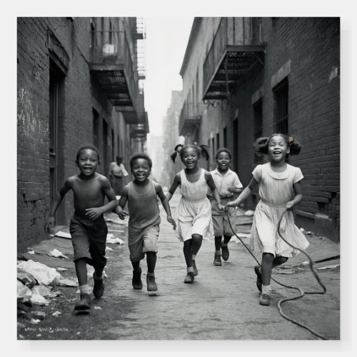 Black Children Playing in a NY City Alley Foam Board