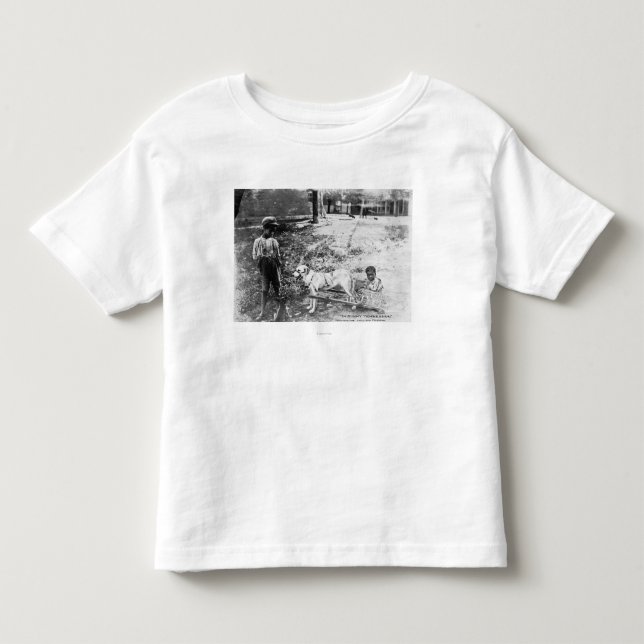 Black Children with Dog Drawn Cart Photograph Toddler T-shirt (Front)