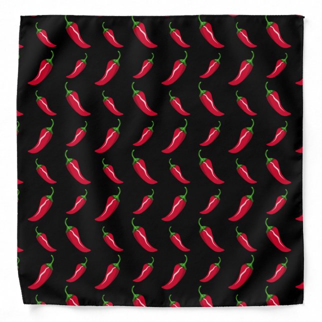 Black chili peppers pattern bandana (Front)
