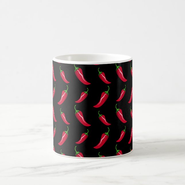 Black chili peppers pattern coffee mug (Center)