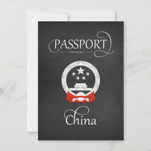 Black China Passport Save the Date Card