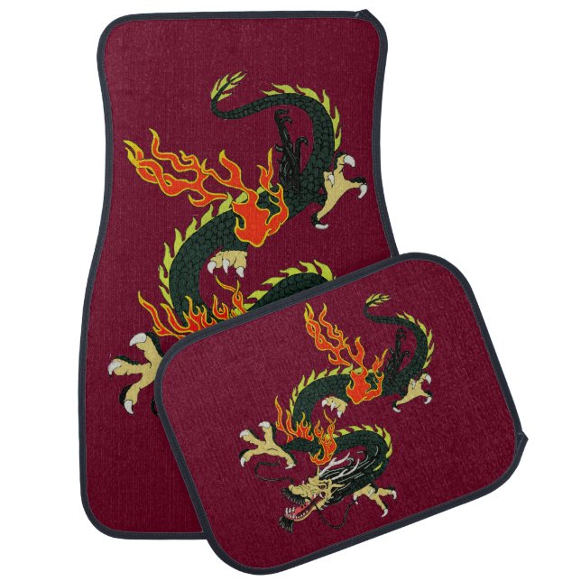 Black Chinese Dragon Car Mats (Set)