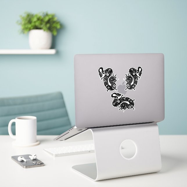 Black Chinese dragon, magical creature  Sticker (Laptop On Desk)