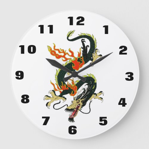 Black Chinese Dragon Numbered Clock