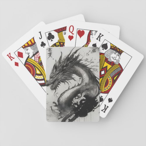 Black Chinese Dragon  Poker Cards