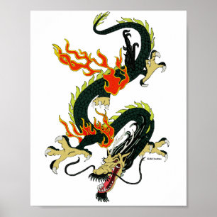 Black Chinese Dragon Poster