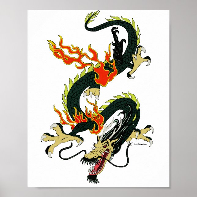 Black Chinese Dragon Poster (Front)