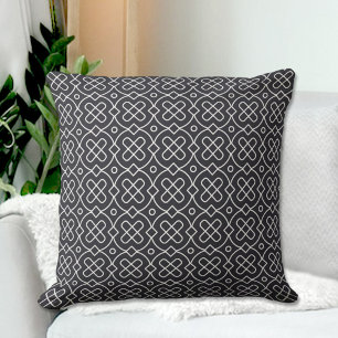 Black Chinese Pattern Throw Pillow
