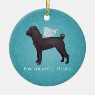 Black Chinese Shar Pei Pet Memorial and Sympathy Ceramic Ornament