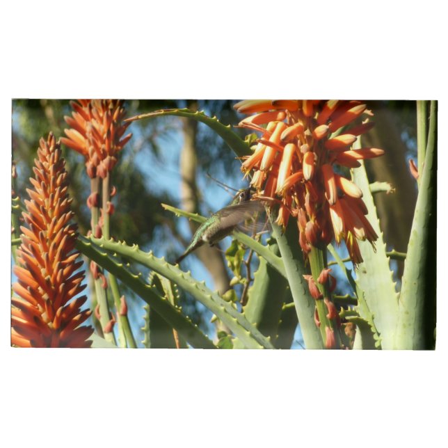 Black-Chinned Hummingbird in Flight Place Card Holder (Front)