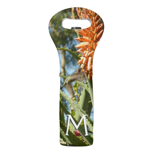Black-Chinned Hummingbird in Flight Wine Bag (Front)