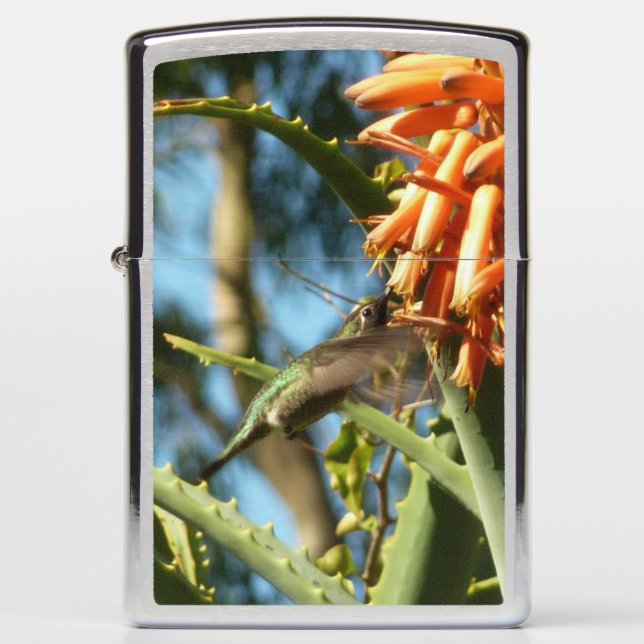Black-Chinned Hummingbird in Flight Zippo Lighter (Front)