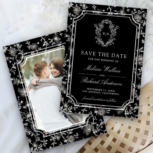 Black Chinoiserie Crest Photo Wedding