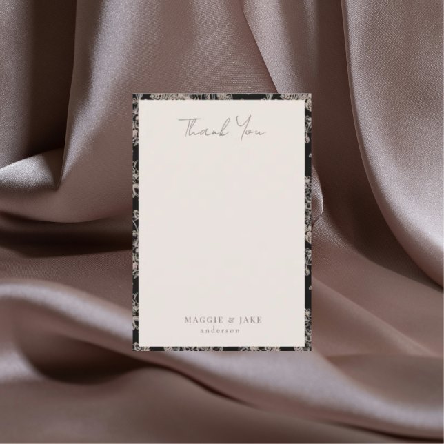Black Chinoiserie Elegant Wedding Thank You Card (Creator Uploaded)