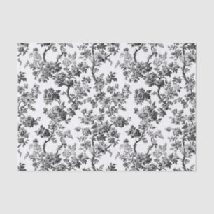 Black Chinoiserie Floral Toile Garden Party Tissue Paper