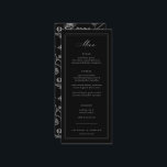 Black Chinoiserie Floral Wedding Menu<br><div class="desc">Vintage Regency Era Black Chinoiserie Garden Floral,  wedding menu. Features,  elegant Chinoiserie Style garden floral pattern backing.</div>