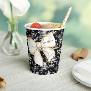 Black Chinoiserie w/ Bow Baby Shower Personalized Paper Cups