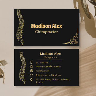 Black Chiropractor Chiropractic Spine Therapist Business Card