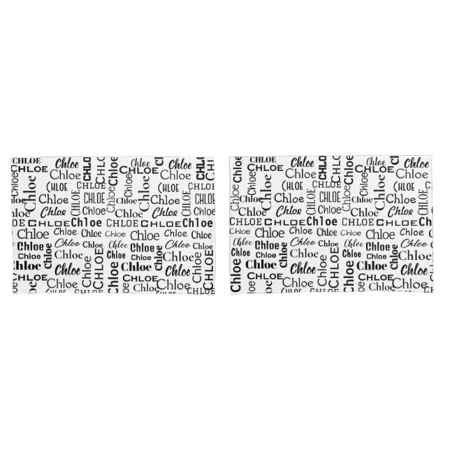 Black CHLOE Name On White Pillow Case (Front-Set)