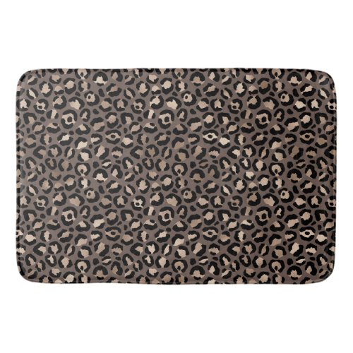 Black Chocolate Brown Bronze Leopard Print         Bath Mat