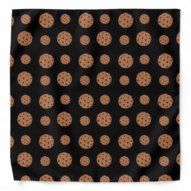 Black chocolate chip cookies pattern bandana (Front)
