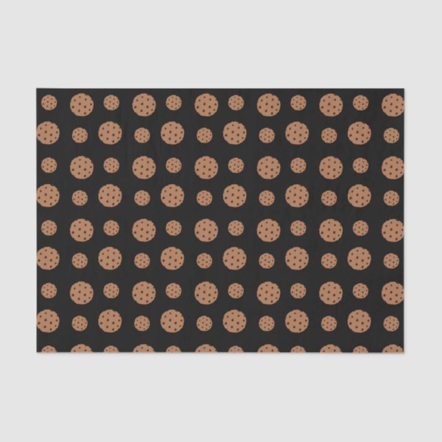 Black chocolate chip cookies pattern tissue paper (Front)