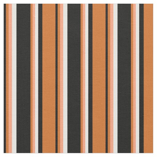 Black, Chocolate, Light Salmon, and White Stripes Fabric