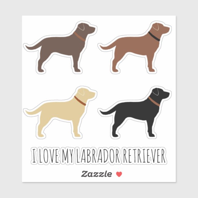 Black Chocolate Yellow and Red Labrador Retrievers Sticker (Sheet)