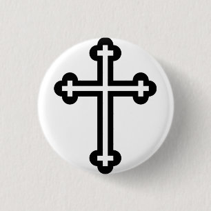 Black Christian cross Button