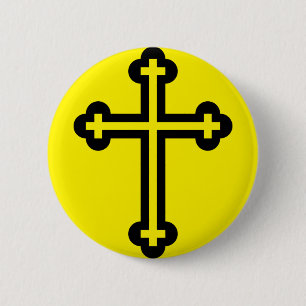 Black Christian cross Button
