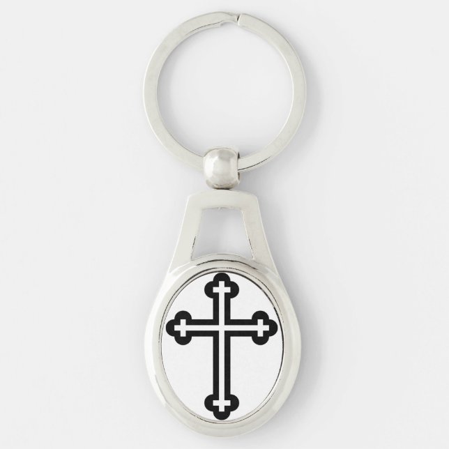Black Christian cross Keychain (Front)