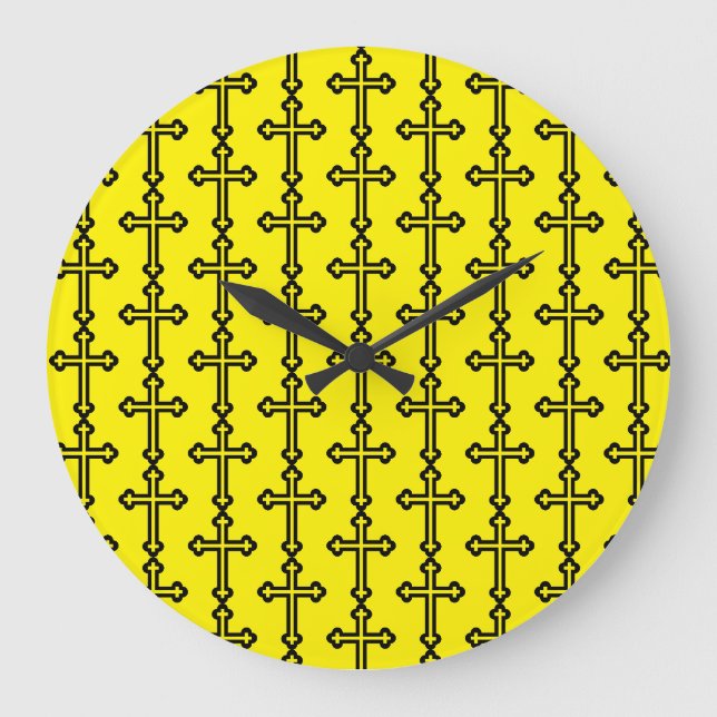 Black Christian cross Large Clock (Front)