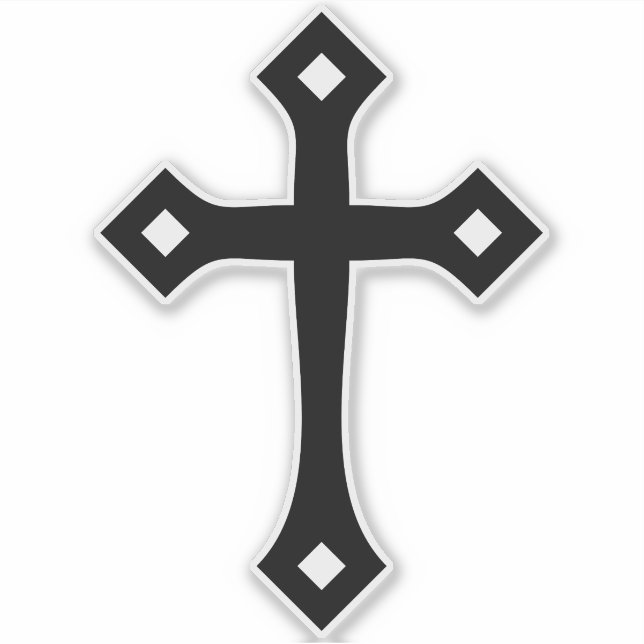 Black Christian Cross Minimal Kiss-Cut Vinyl Sticker (Front)