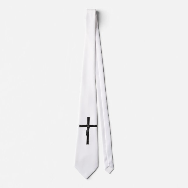 Black Christian cross Neck Tie (Front)