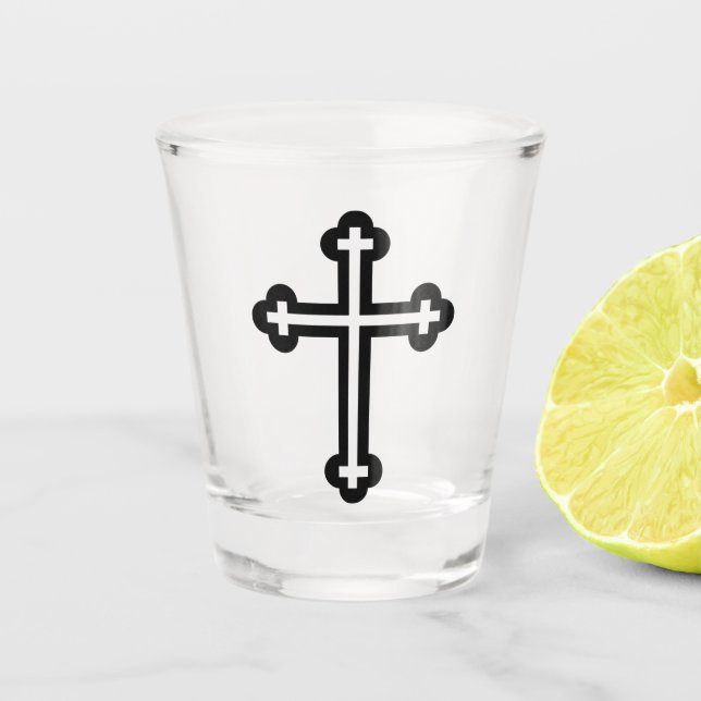 Black Christian cross Shot Glass (Front)
