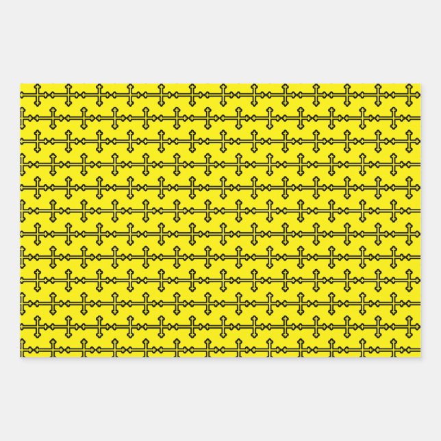 Black Christian cross Wrapping Paper Sheets (Front)