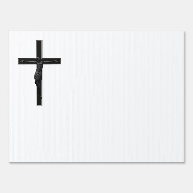 Black Christian cross Yard Sign (Front)