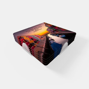 Black Christian Faith cross with Numbers 6:26 Coaster Set