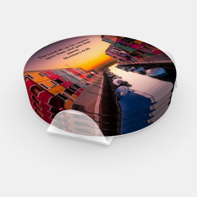 Black Christian Faith cross with Numbers 6:26  Coaster Set (Set)