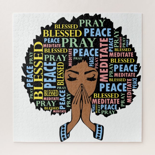 Black Christian woman praying melanin women pray Jigsaw Puzzle (Vertical)