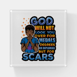 Black Christian Women Melanin Queen Prays To God Paperweight