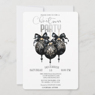Black Christmas Ball,Buffalo Plaid Christmas Invitation