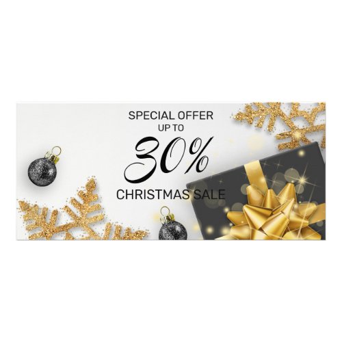Black Christmas Ball Gift Gold Snowflakes Discount Rack Card