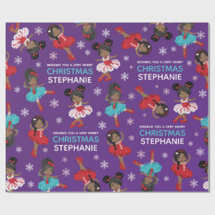 Black Christmas Ballerina Wrapping Paper