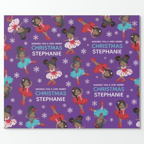 Black Christmas Ballerina Wrapping Paper